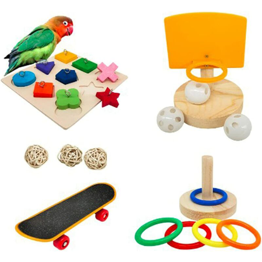 Osqi - 4 Pack Parrot Bird Trainer Toys - Parakeet Intelligence Activity Training Toy Set Used for Cockatoo, Cockatiel, Lovebirds