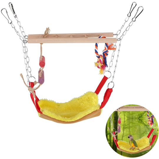 Hamster Suspension Bridge Rat Bridge with Ladder Toy Wooden Hanging Swing Bed House Hammock for Bird Parrot Squirrel Hamster Guinea Pigs Mice Cage