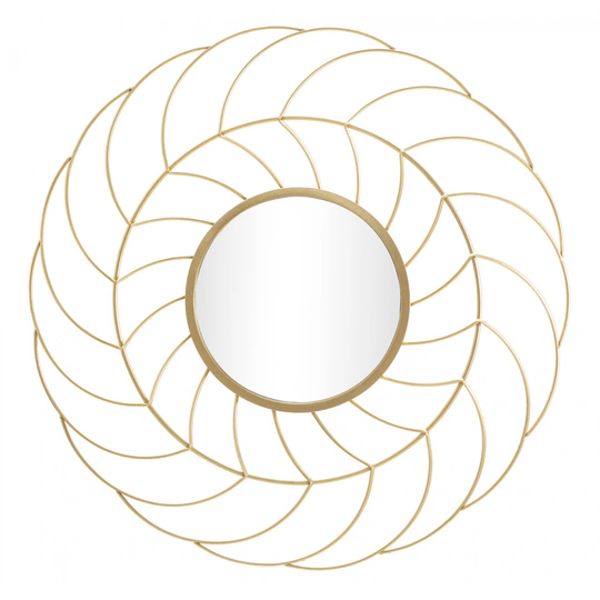 Quidnet Round Metal Framed Wall Mounted Accent Mirror in Gold