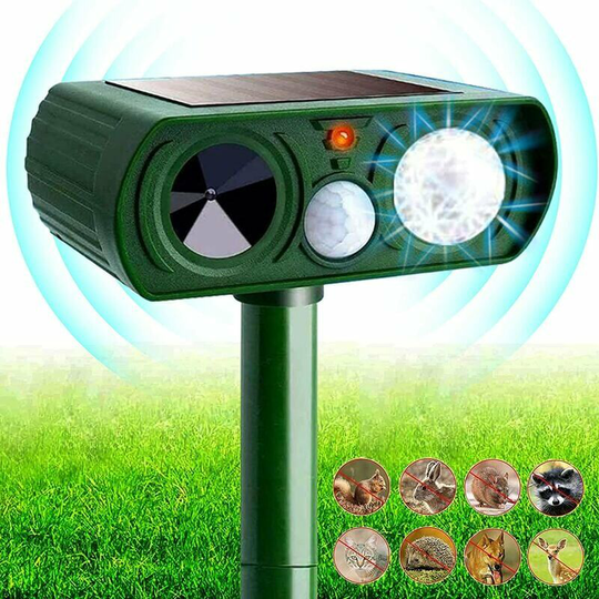 Monly - Ultrasonic Garden Cat Repeller, 5 Modes, usb or Solar Powered, Cat Repeller with Ground Stake