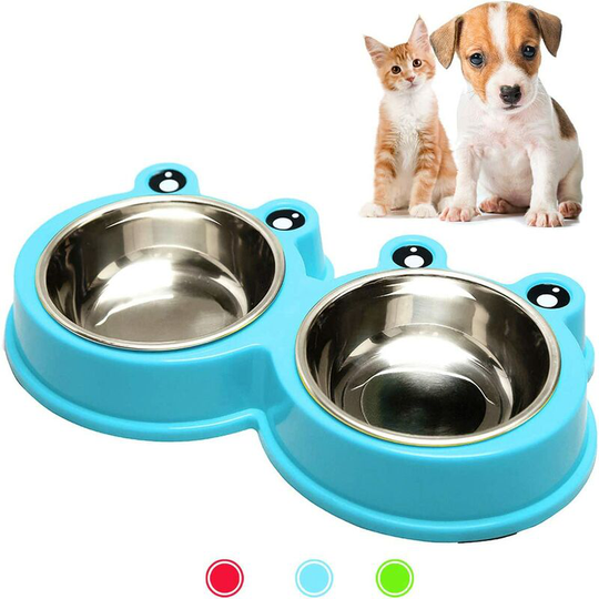 Durable Stainless Steel Dog Bowls Food Water Feeder Resistant Silicone Mat Prevent Slipping No Spill Feeder Pet Bowls for Little Size Dogs/Cats Like