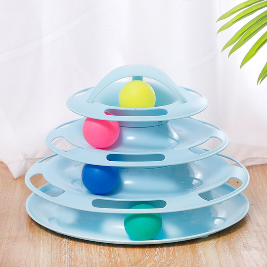 FVO - Cat Toys Interactive Kitten, 4-Layer Cats Maze Toy, Four-Layer Lathe Cat Toy, Cat Toy Roller, for Daily Training and Interaction of Cats