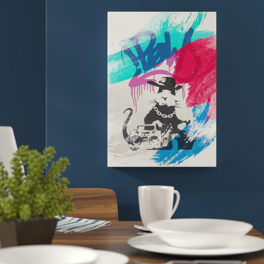 'Gangsta Rat Graffiti' Graphic Art Print on Canvas