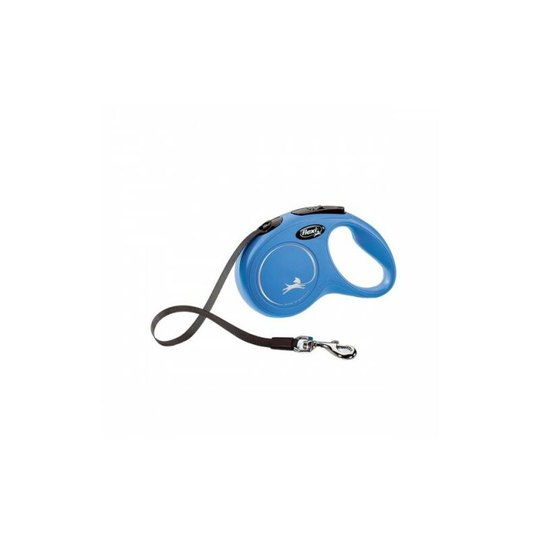New Classic Small Retractable Dog Lead (5m) (Blue) - Blue - Flexi
