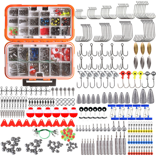 343 piece fishing accessories kit hook soft bait lead insertion lead hook red white ball float water proof sub bait box