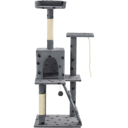Cat Tree with Sisal Scratching Posts 120 cm Grey Paw Prints Vidaxl Grey