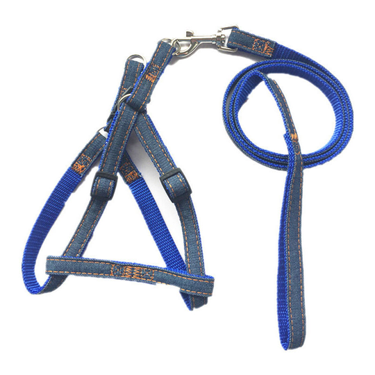 Pet Cowboy Chest Strap Dog Leash, Blue Leash + Chest Strap l Size 2.0cm