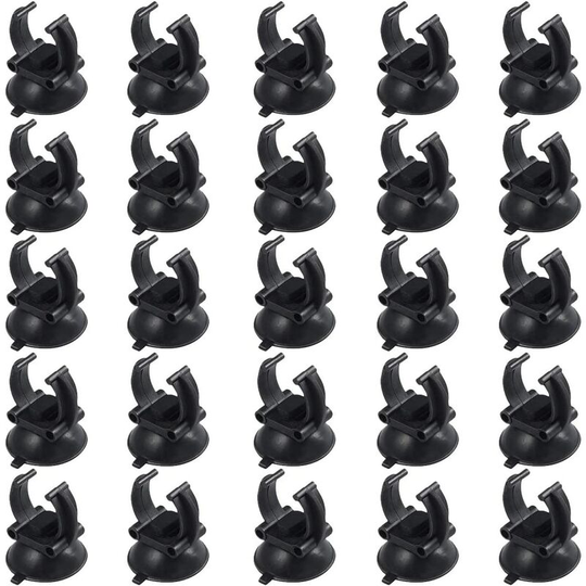 25 Pieces Aquarium Suction Cup Tube Holder, Aquarium Suction Cup Holder, Aquarium Sucker Fish Tank Sucker Clip Plastic pvc Black