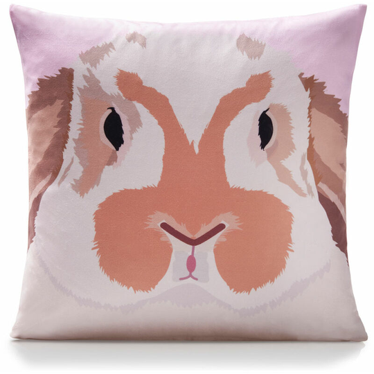 Alan Symonds Pets Holland Lop Rabbit Print Velvet Cushion Cover, Multi, 45 x 45 Cm