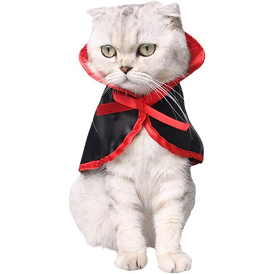 Betterlifegb - Cat Costume, Dog Costumes Halloween Dog Cat Clothing Cosplay, Halloween Costume for Pet Vampire Cape Wizard Hat for Holiday Gifts
