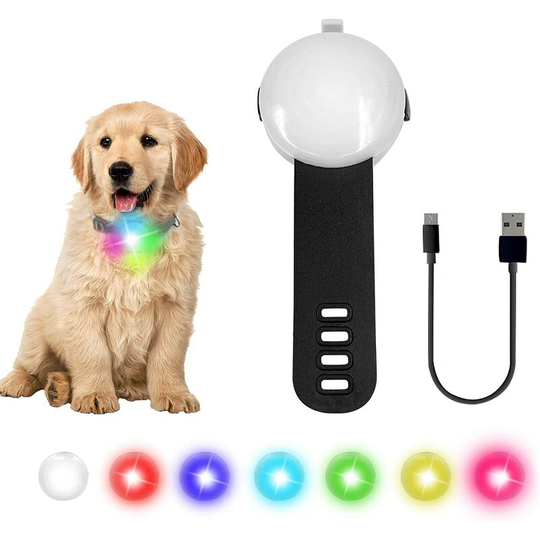 Led Light Up Collar Dog Pendant Lamp Dog Led Rechargeable Waterproof 4 Modes Color Changing Adjustable On Collar Leash for Night Walking, Running,