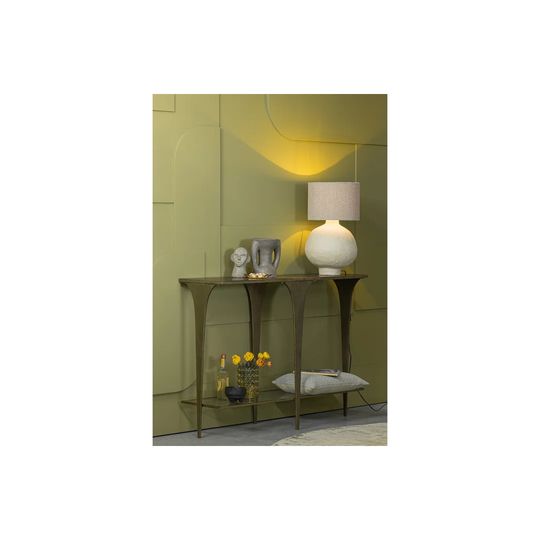 Scooping Sidetable Metal Antique Brass