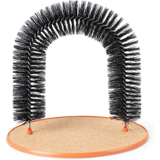 Cat Self Groomer with Scratching Brush for Dog Toy Base Round Fleece for Pet Scratching Devices