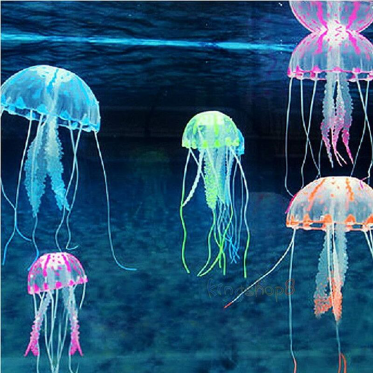 Set of 5 Artificial Jellyfish with Glowing Effect for Aquarium