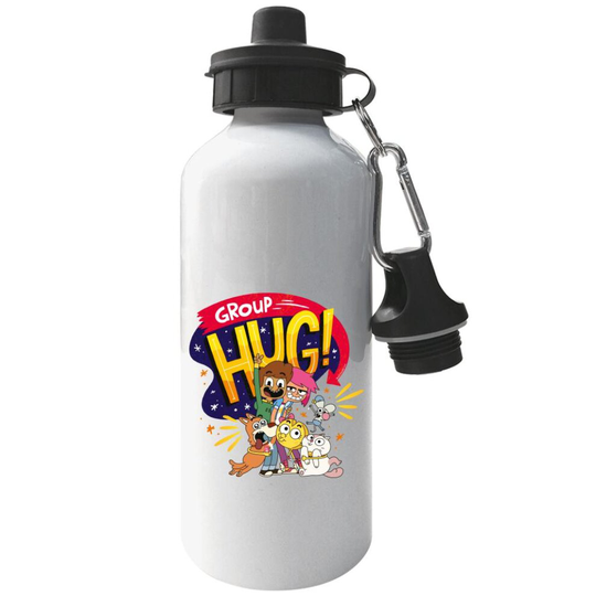 Boy Girl Dog Cat Mouse Cheese Group Hug Aluminium Sports Water Bottle