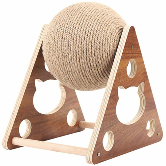Lifcausal - Cat Scratching Board Cat Toys Wooden Cat Scratching Balls Grind Claw Scratching Board Hand Wrapped Sisal Rope Ball Cat Climbing Frame