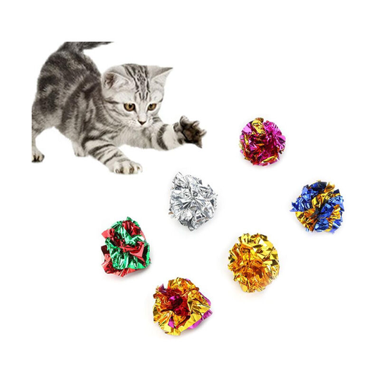 6pcs Mylar Crinkle Balls Cat Toys Best Interactive Crinkle Cat Toy Balls Ever Best Independent Pet Kitten Cat Toys for Fat Real Cats Kittens Exercise
