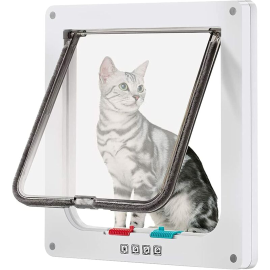 Large Pet Door (External Size 27.94cm x 24.89cm), 4-Way Lockable Cat Door for Windows and Sliding Glass Door for Small Dogs