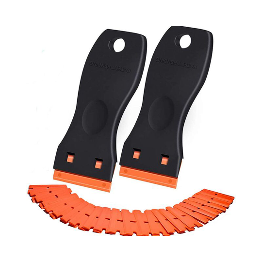 Perle Rare - Black) Glass Scraper, Plastic Scraper, Double Edged Plastic Scraper with 10 Blades for Removing Labels, Glue, Paint Stickers and Decals,