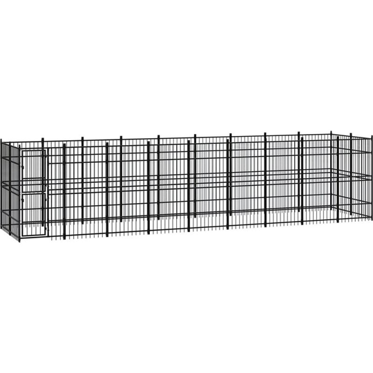 Outdoor Dog Kennel Steel 16.59 m² Vidaxl Black