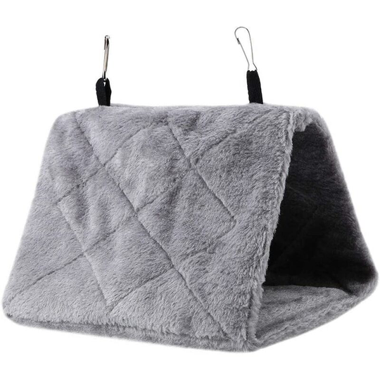 Peony Parrot Hammock Bird Nest Warm Soft Plush Hammock Hanging Cage Tent for Parrot Birds Winter Warm Bed Pet Toy Pocket Cotton Bed (s- Gray)