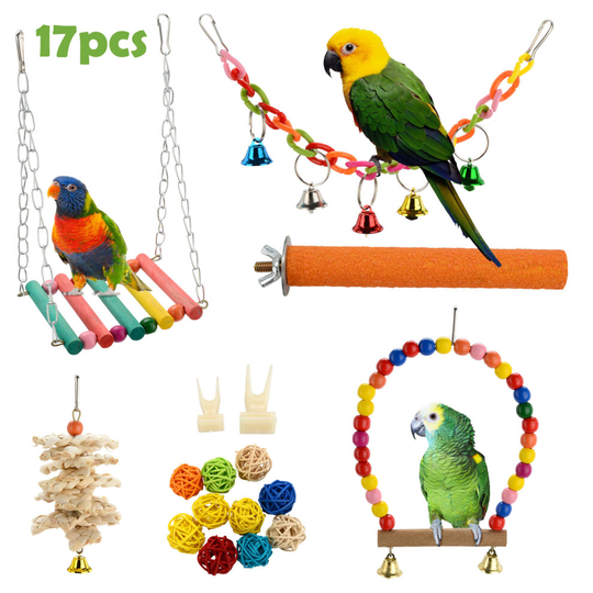 17x Beaks Metal Rope Small Parrot Toys Budgie Cockatiel Cage Bird Toy