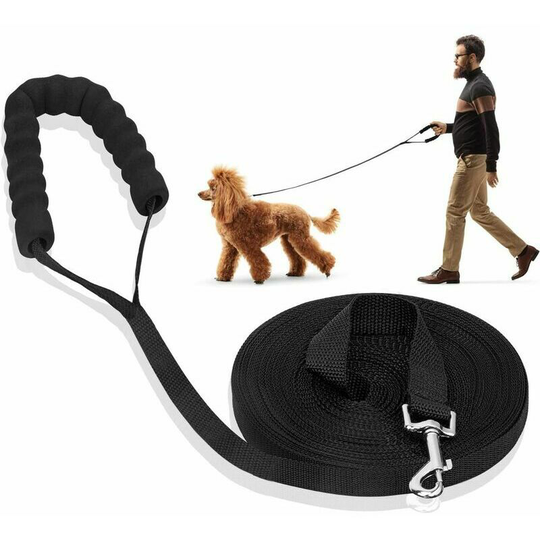 Dog Training Leash Dog Leash Belt Long Leash with Padded Handle for Small and Large Dogs -10M, Black