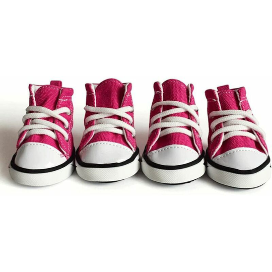 Dog Shoes, 4 Pack Breathable Canvas Dog Protective Boots Dog Shoes Non-Slip Sports Shoes for Small Medium Large Dogs (Pink)