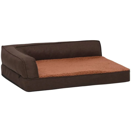Ergonomic Dog Bed Mattress 90x64 cm Linen Look Fleece Brown Vidaxl Brown