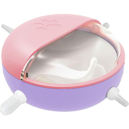 Puppy Nipples Feeder, Multi-mouthed Pet Silicone Bionic Milk Bowl, Newborn Milk Slow Self Feeding Device for Small Dog Cat-Pink