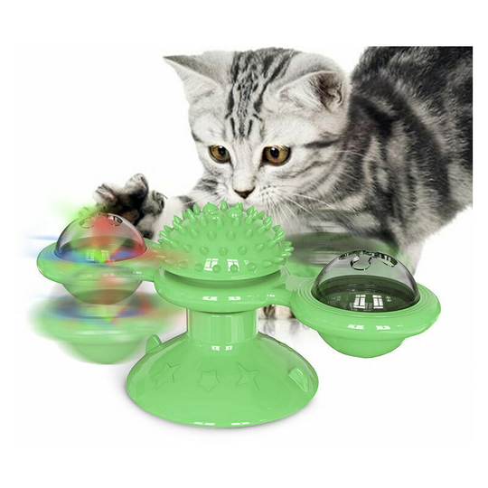 Fun cat toy that promotes dental health and provides exercise, green