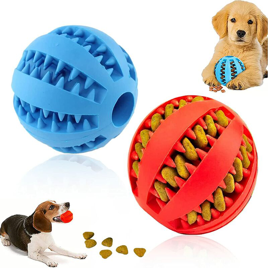 Widream 2 Pcs Dog Chew Ball Rubber Clean Teeth, Interactive Teeth Care Toy Ball, For Teeth Cleaning, Play, Qi Training (5cm)