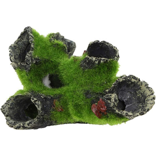 Aquarium Ornament View of Rocky Cave with Green Grass to Hide Shrimp and Fish Landscape Rock Hide Cave Tree Aquarium Decoration
