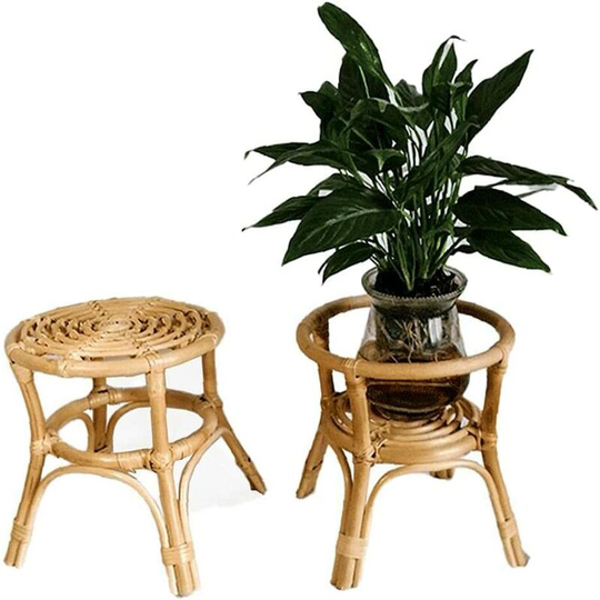 Rattan Stand Natural Woven Flower Stand Plant Pot Holder for Gardening Home Decor