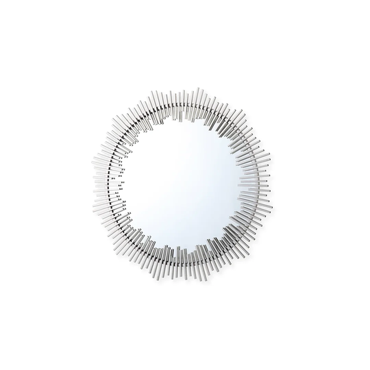 Lonne Round Metal Framed Wall Mounted Accent Mirror in Silver