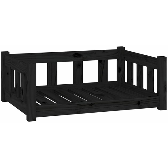 Dog Bed Black 75.5x55.5x28 cm Solid Wood Pine Vidaxl Black