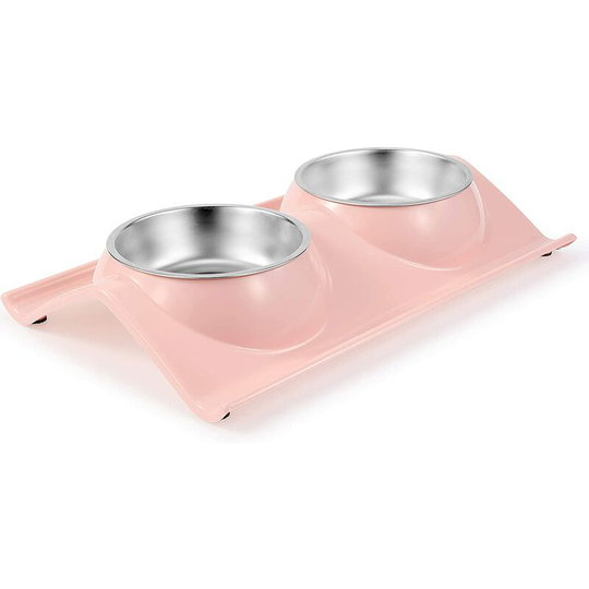 Double Dog Cat Bowls Premium Stainless Steel Pet Bowls No-Spill Resin Station, Food Water Feeder Cats Small Dogs...