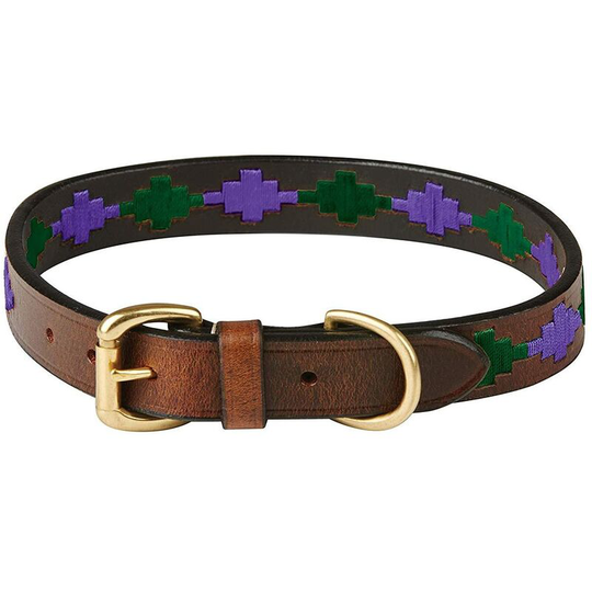 Polo Leather Dog Collar (l) (Beaufort Brown/Purple/Teal) - Beaufort Brown/Purple/Teal - Weatherbeeta