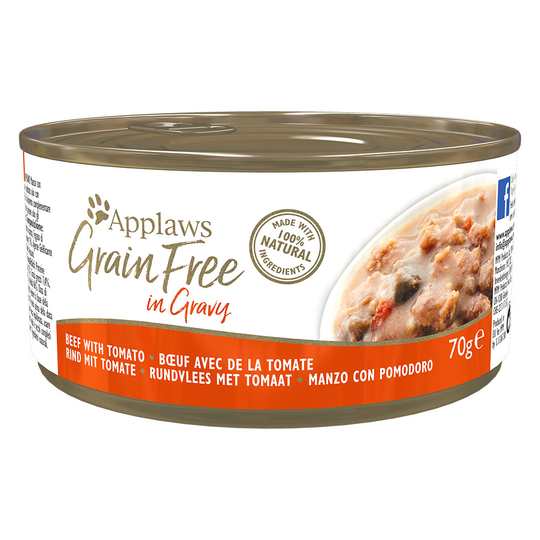Applaws Cat Food 70g in Gravy - Grain-Free - Beef with Tomato (6 x 70g)