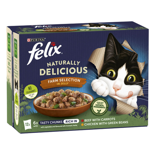 Felix Naturally Delicious 12 x 80g - Farm Selection in Jelly