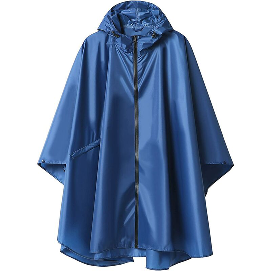 Kartokner - Rain Poncho Jacket Coat Hooded for Adults with Pockets, xl (Royal Blue)