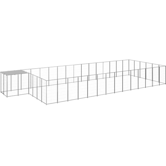 Dog Kennel Silver 26.62 m² Steel Vidaxl Silver