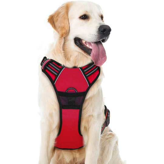 Super Dog Adjustable Anti-Pull Harness Reflective Nylon Oxford Chest Harness for Large, Medium and Small Dogs l