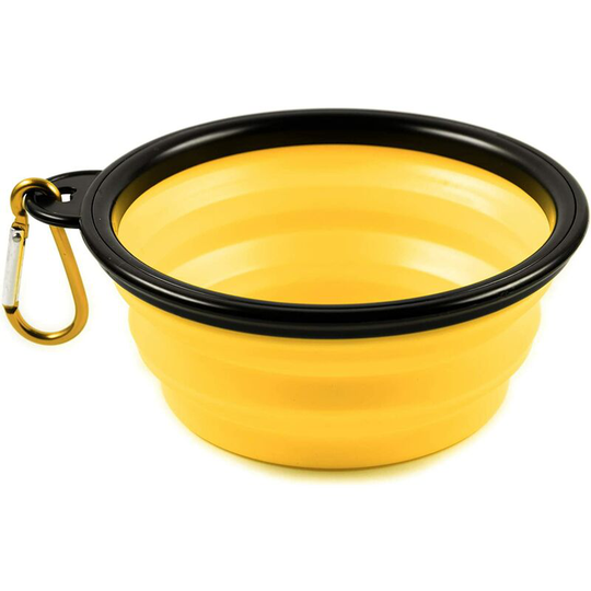 Collapsible Yellow Silicone Bowl for Dogs and Cats with Carabiner - Size s - 350 ml - 60014331