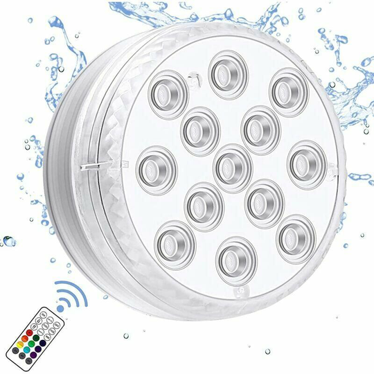 Flkwoh - Submersible led Lights with , rf Remote Control, 10 led Underwater Pool Lights IP68 Waterproof, Battery Operated Pond Light for Bathtub,