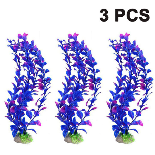 Devenirriche - 3 Pack Large Aquarium Plants Artificial Plastic Fish Tank Plants Tall Aquarium Accessories Simulation Fake Hydroponic Plants