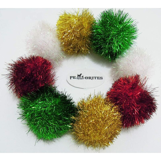 Bushy Sparkle Ball Cat Toy, Interactive Glitter Pom Pom Cat Toy Balls for Kittens, Bulk Pack.