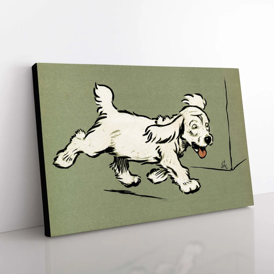 The White Puppy by Cecil Aldin - Wrapped Canvas Painting
