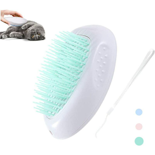 Cat Brush, Cat Grooming Brush Smoothing Brush for Shedding, Washable Soft Silicone Cat Massage/Bath Brush, Self-Cleaning Cat Comb (Green)