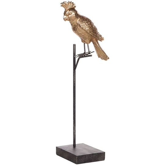 Decorative Figure Bird on Stand Ornament Polyresin Gold Cockatoo - Gold